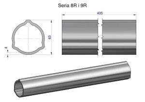 Rura zewnętrzna Seria 8R i 9R do wału 560 przegubowo-teleskopowego 63x4 mm 435 mm WARYŃSKI