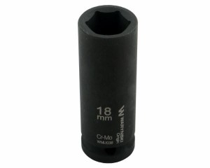 Nasadka udarowa sześciokątna długa 1/2". 18 mm. CrMo. DIN 3129. Waryński