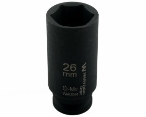 Nasadka udarowa sześciokątna długa 1/2". 26 mm. CrMo. DIN 3129. Waryński