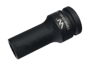 Nasadka udarowa 3/4" dwunastokątna ze stali CrMo 19mm bardzo długa D90 SLIM Waryński