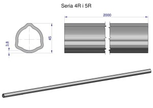 Rura trójkątna wewnętrzna Seria 4R i 5R do wału przegubowo-teleskopowego 45x3.8mm 2m WARYŃSKI (sprzedawane po 2)