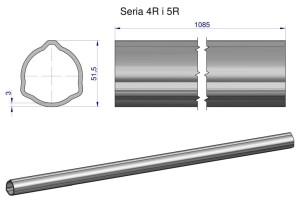Rura zewnętrzna Seria 4R i 5R do wału 1210 przegubowo-teleskopowego 51.5x3 mm 1085 mm WARYŃSKI