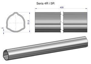 Rura zewnętrzna Seria 4R i 5R do wału 560 przegubowo-teleskopowego 51.5x3 mm 435 mm WARYŃSKI
