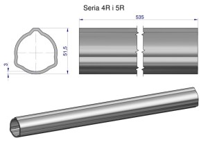 Rura zewnętrzna Seria 4R i 5R do wału 660 przegubowo-teleskopowego 51.5x3 mm 535 mm WARYŃSKI