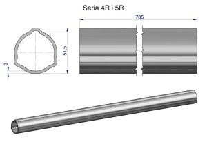 Rura zewnętrzna Seria 4R i 5R do wału 910 przegubowo-teleskopowego 51.5x3 mm 785 mm WARYŃSKI