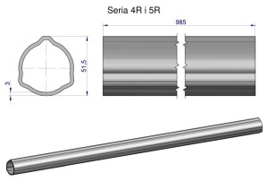Rura zewnętrzna Seria 4R i 5R do wału 1110 przegubowo-teleskopowego 51.5x3 mm 985 mm WARYŃSKI