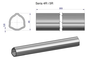Rura wewnętrzna Seria 4R i 5R do wału 510 przegubowo-teleskopowego 45x3.8 mm 355 mm WARYŃSKI