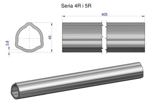 Rura wewnętrzna Seria 4R i 5R do wału 560 przegubowo-teleskopowego 45x3.8 mm 405 mm WARYŃSKI