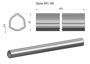 Rura wewnętrzna Seria 4R i 5R do wału 660 przegubowo-teleskopowego 45x3.8 mm 505 mm WARYŃSKI
