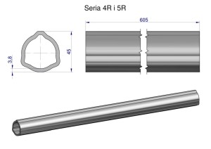 Rura wewnętrzna Seria 4R i 5R do wału 760 przegubowo-teleskopowego 45x3.8 mm 605 mm WARYŃSKI