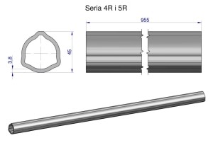 Rura wewnętrzna Seria 4R i 5R do wału 1110 przegubowo-teleskopowego 45x3.8 mm 955 mm WARYŃSKI