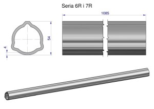 Rura zewnętrzna Seria 6R i 7R do wału 1210 przegubowo-teleskopowego 54x4 mm 1085 mm WARYŃSKI