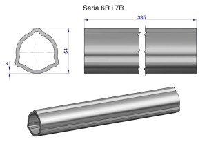 Rura zewnętrzna Seria 6R i 7R do wału 460 przegubowo-teleskopowego 54x4 mm 335 mm WARYŃSKI