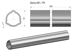 Rura zewnętrzna Seria 6R i 7R do wału 510 przegubowo-teleskopowego 54x4 mm 385 mm WARYŃSKI
