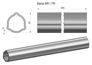 Rura zewnętrzna Seria 6R i 7R do wału 560 przegubowo-teleskopowego 54x4 mm 435 mm WARYŃSKI