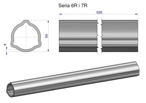 Rura zewnętrzna Seria 6R i 7R do wału 660 przegubowo-teleskopowego 54x4 mm 535 mm WARYŃSKI