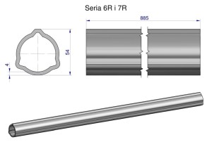 Rura zewnętrzna Seria 6R i 7R do wału 1010 przegubowo-teleskopowego 54x4 mm 885 mm WARYŃSKI