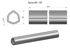 Rura wewnętrzna Seria 6R i 7R do wału 460 przegubowo-teleskopowego 45x5.5mm 315 mm WARYŃSKI