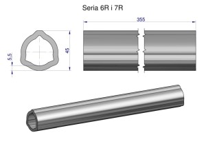 Rura wewnętrzna Seria 6R i 7R do wału 510 przegubowo-teleskopowego 45x5.5mm 355 mm WARYŃSKI