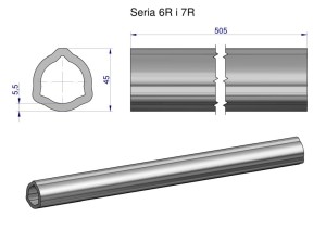 Rura wewnętrzna Seria 6R i 7R do wału 660 przegubowo-teleskopowego 45x5.5mm 505 mm WARYŃSKI