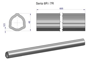 Rura wewnętrzna Seria 6R i 7R do wału 760 przegubowo-teleskopowego 45x5.5mm 605 mm WARYŃSKI