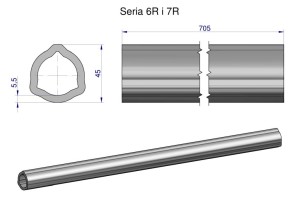 Rura wewnętrzna Seria 6R i 7R do wału 860 przegubowo-teleskopowego 45x5.5mm 705 mm WARYŃSKI