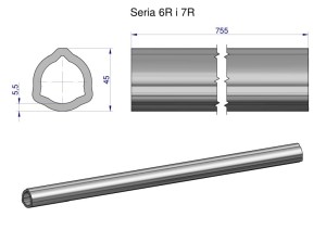 Rura wewnętrzna Seria 6R i 7R do wału 910 przegubowo-teleskopowego 45x5.5mm 755 mm WARYŃSKI