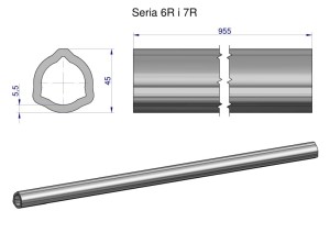 Rura wewnętrzna Seria 6R i 7R do wału 1110 przegubowo-teleskopowego 45x5.5mm 955 mm WARYŃSKI