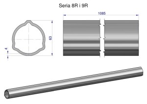 Rura zewnętrzna Seria 8R i 9R do wału 1210 przegubowo-teleskopowego 63x4 mm 1085 mm WARYŃSKI