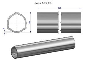 Rura zewnętrzna Seria 8R i 9R do wału 460 przegubowo-teleskopowego 63x4 mm 335 mm WARYŃSKI