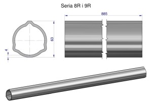Rura zewnętrzna Seria 8R i 9R do wału 1010 przegubowo-teleskopowego 63x4 mm 885 mm WARYŃSKI