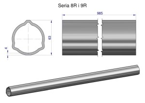 Rura zewnętrzna Seria 8R i 9R do wału 1110 przegubowo-teleskopowego 63x4 mm 985 mm WARYŃSKI