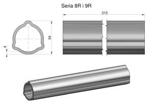 Rura wewnętrzna Seria 8R i 9R do wału 460 przegubowo-teleskopowego 54x5mm 315 mm WARYŃSKI