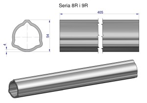 Rura wewnętrzna Seria 8R i 9R do wału 560 przegubowo-teleskopowego 54x5mm 405 mm WARYŃSKI