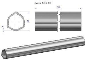 Rura wewnętrzna Seria 8R i 9R do wału 660 przegubowo-teleskopowego 54x5mm 505 mm WARYŃSKI