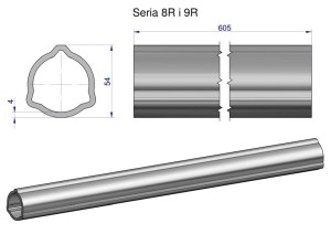 Rura wewnętrzna Seria 8R i 9R do wału 760 przegubowo-teleskopowego 54x5mm 605 mm WARYŃSKI