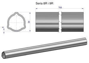 Rura wewnętrzna Seria 8R i 9R do wału 860 przegubowo-teleskopowego 54x5mm 705 mm WARYŃSKI