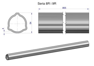 Rura wewnętrzna Seria 8R i 9R do wału 1010 przegubowo-teleskopowego 54x5mm 855 mm WARYŃSKI