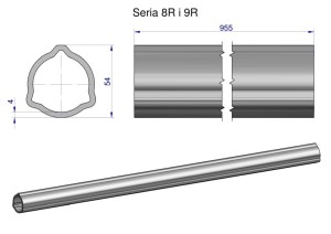 Rura wewnętrzna Seria 8R i 9R do wału 1110 przegubowo-teleskopowego 54x5mm 955 mm WARYŃSKI