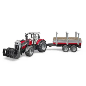 Ciągnik Massey Ferguson 7480 z ładowaczem czołowym i przyczepą do