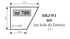 Szyba drzwi dół Ursus C-360 kabina Naglak NR.780