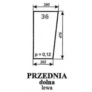 Szyba przednia dolna MF-255 kabina Lubsko