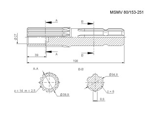 Końcówka wałka wom 540 Ursus C-385 Rolmus