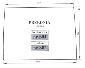 Szyba przednia Zetor Proxima Fortera zielona gięta 53369038