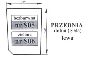 Szyba przednia dolna lewa Zetor Proxima 53369041 ZIELONA