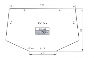 Szyba tylna gięta zielona John Deere