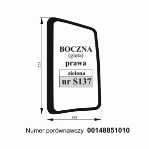 Szyba boczna DEUTZ-FAHR LAMBORGHINI SAME prawa gięta zielona