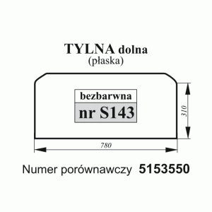 Szyba tylna dolna Fiat bezbarwna