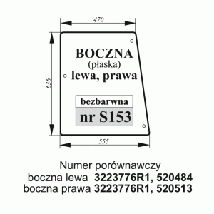 Szyba boczna Case bezbarwna płaska lewa/prawa
