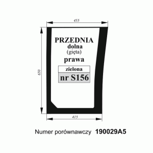 Szyba przednia Case gięta zielona prawa